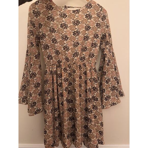 Altar'd State Cream Floral Bell Sleeves Boho Mini Dress Hippie Free People S - Picture 8 of 8